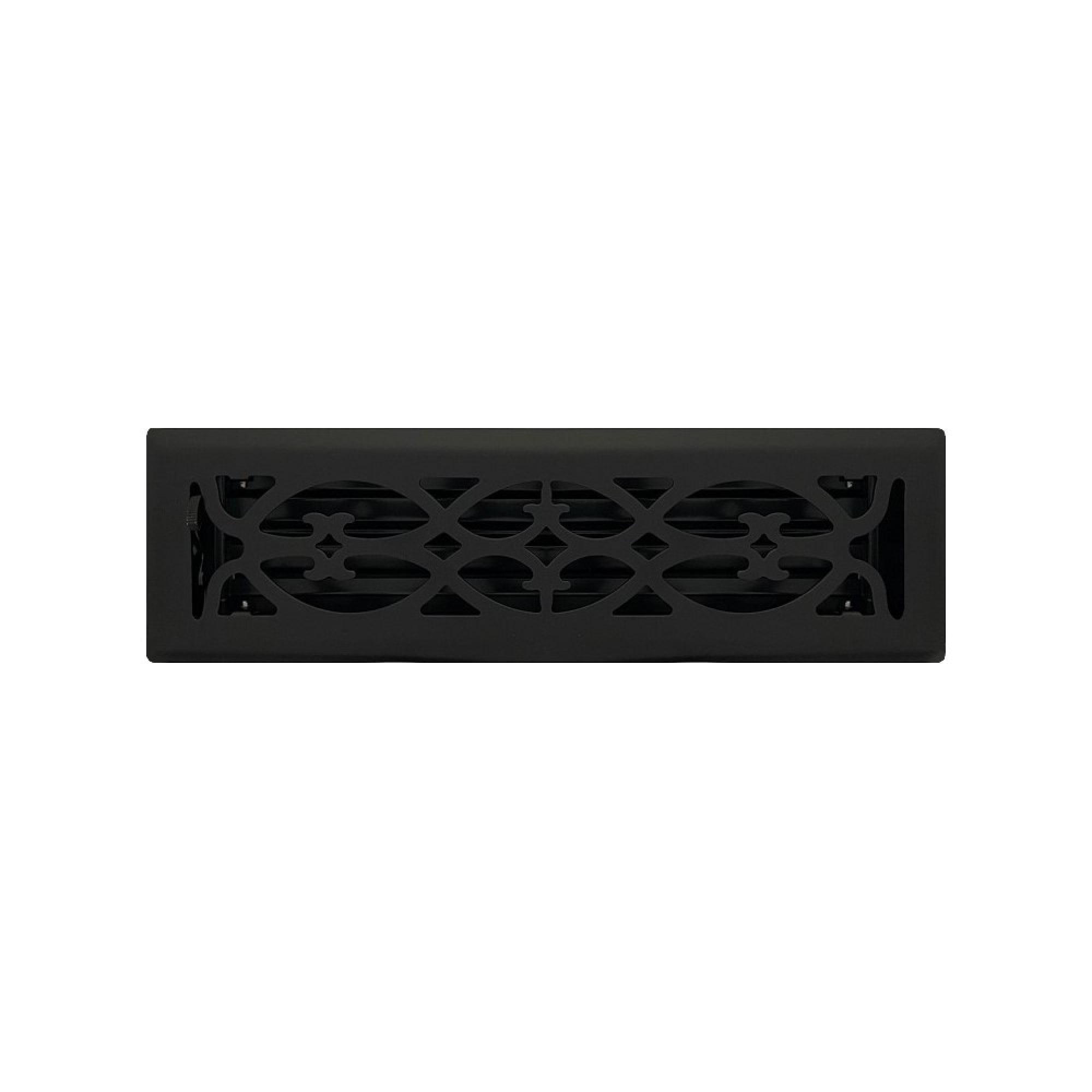 2.25" x 10" Flat Black Victorian Style Floor Register - Decorative Vent Cover