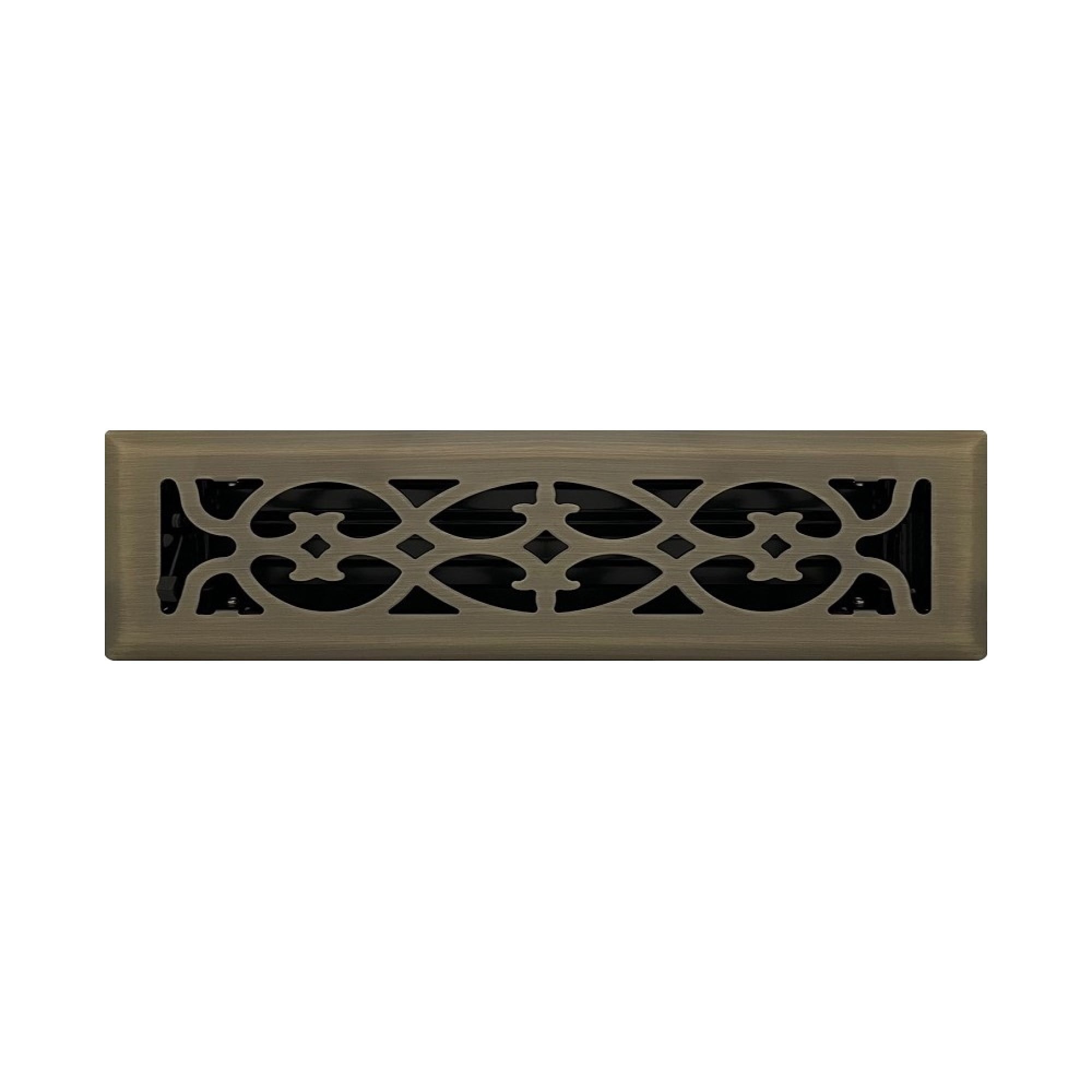 2.25" x 12" Antique Brass Victorian Style Floor Register - Decorative Vent Cover