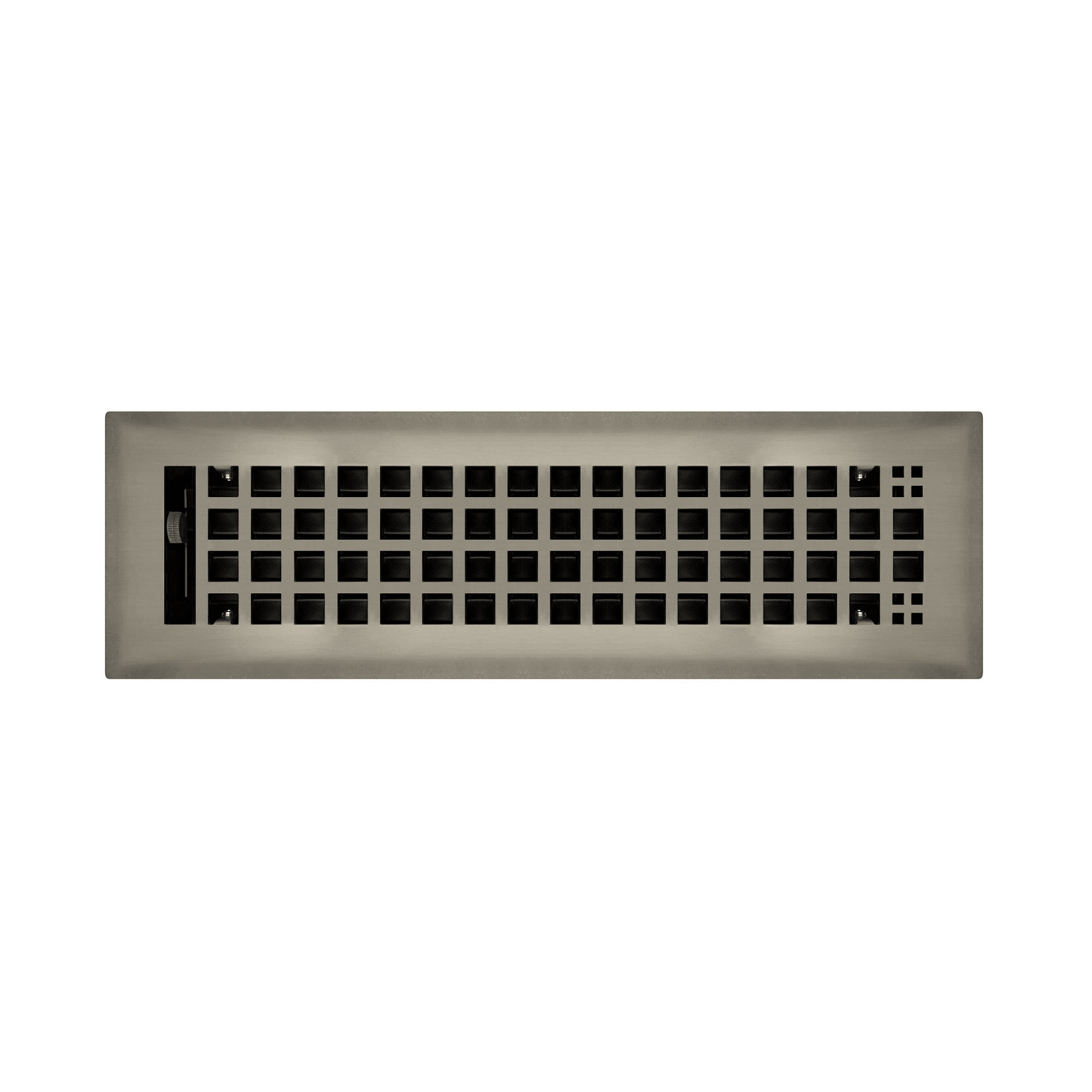 2.25" x 12" Brushed Nickel Rockwell Style Floor Register - Decorative Vent Cover