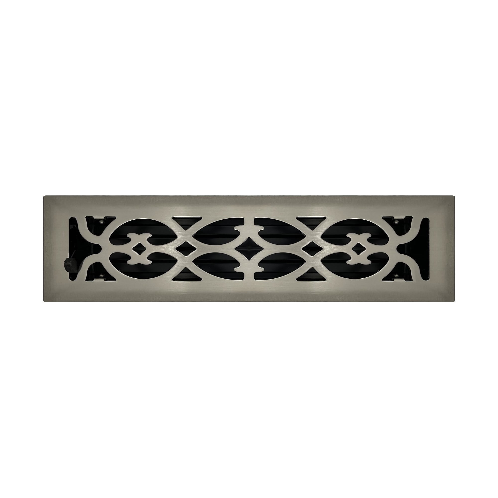 2.25" x 12" Brushed Nickel Victorian Style Floor Register - Decorative Vent Cover