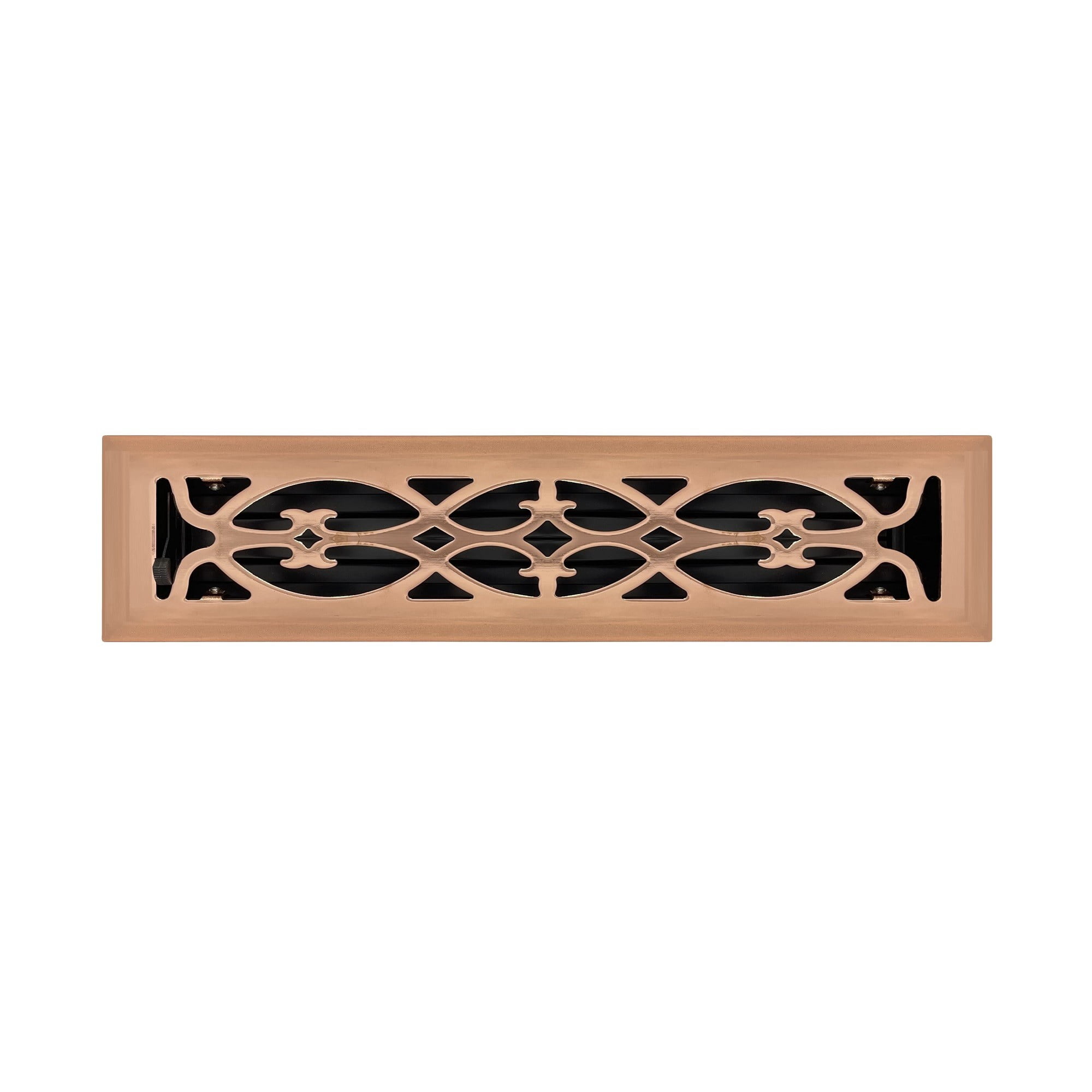 2.25" x 12" Copper Plated Victorian Style Floor Register - Decorative Vent Cover