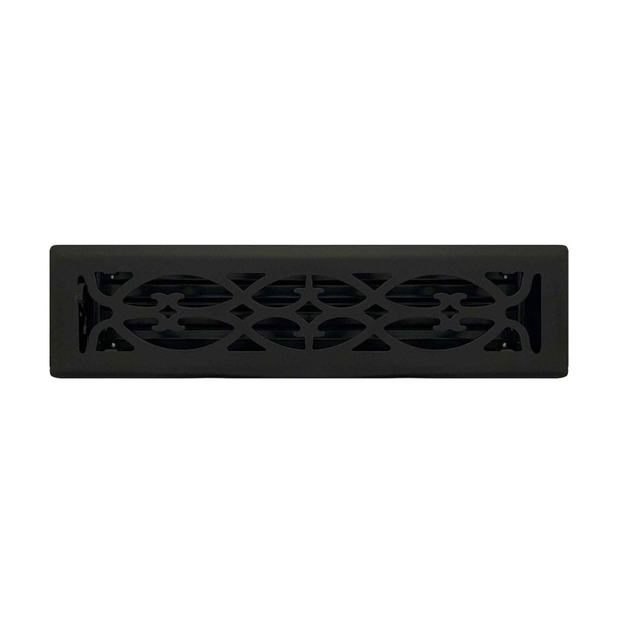 2.25" x 12" Flat Black Victorian Style Floor Register - Decorative Vent Cover