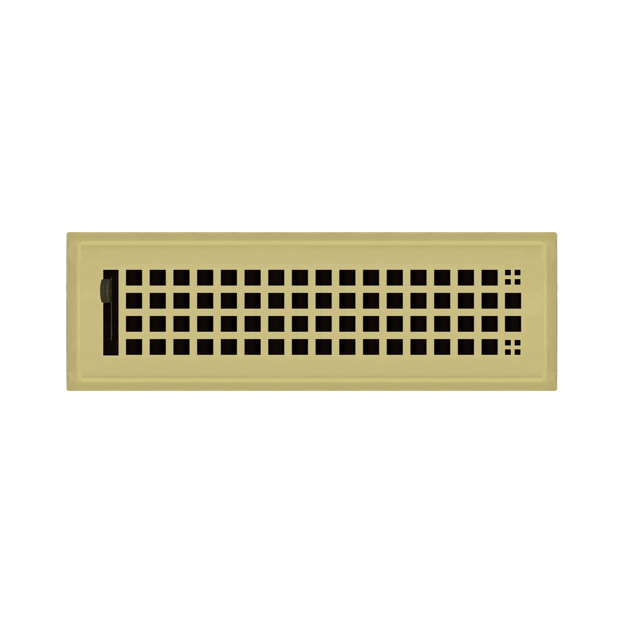 2.25" x 12" Polished Brass Rockwell Style Floor Register - Decorative Vent Cover