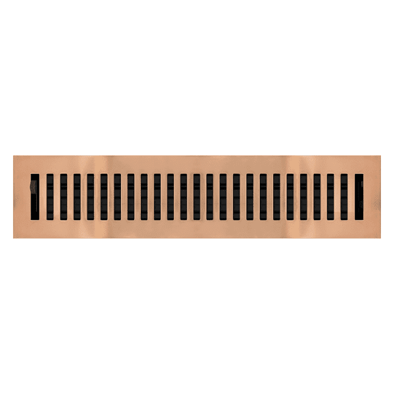 2.25" x 14" Copper Plated Contemporary Style Floor Register - Decorative Vent Cover