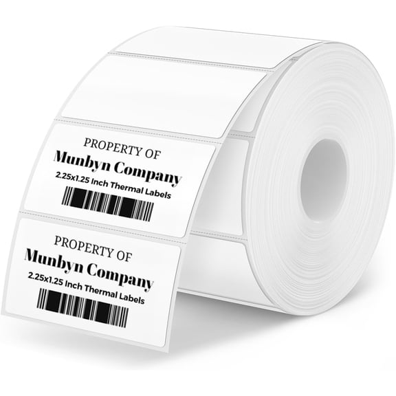 2.25"x1.25" Thermal Sticker Labels, White Self-Adhesive Barcode Label Paper for Direct Thermal Printer and Business, Multi-Purpose Rectangle Address Shipping Mailing Stickers,1000 Sheets/Roll