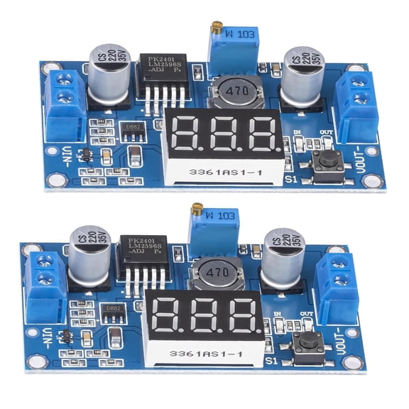 2 2596 DC-DC Step-Down Converter Module - Adjustable 4-40 to 1.25-37 2 Power Supply, with Voltmeter, Step-Up and Step-Down Converter