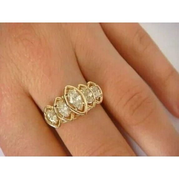 2.50Ct Marquise Cut Lab Created Diamond Women's Engagement Ring 14K Yellow Gold Plated
