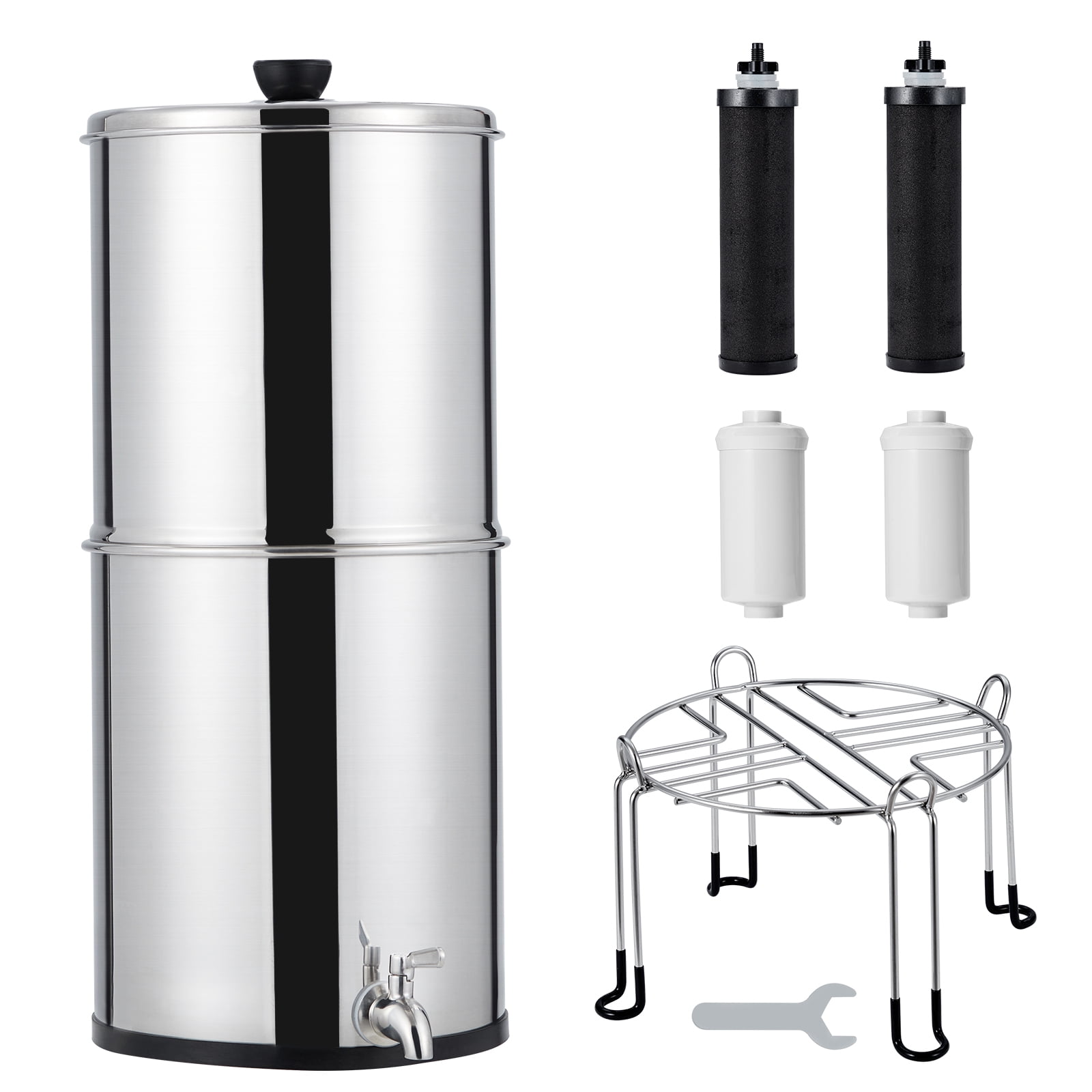 2.25G Gravity-Fed Water Filter System, 304 Stainless Steel Countertop ...
