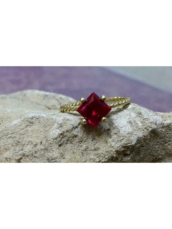 2.25ct Ruby Stone Round Design Ring 14 K Yellow Gold Rose Handmade Her Ring US6