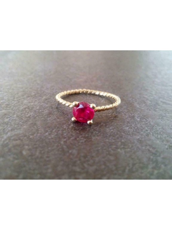 2.25ct Ruby Stone Round Design Ring 14 K Yellow Gold Rose Handmade Her Ring US7