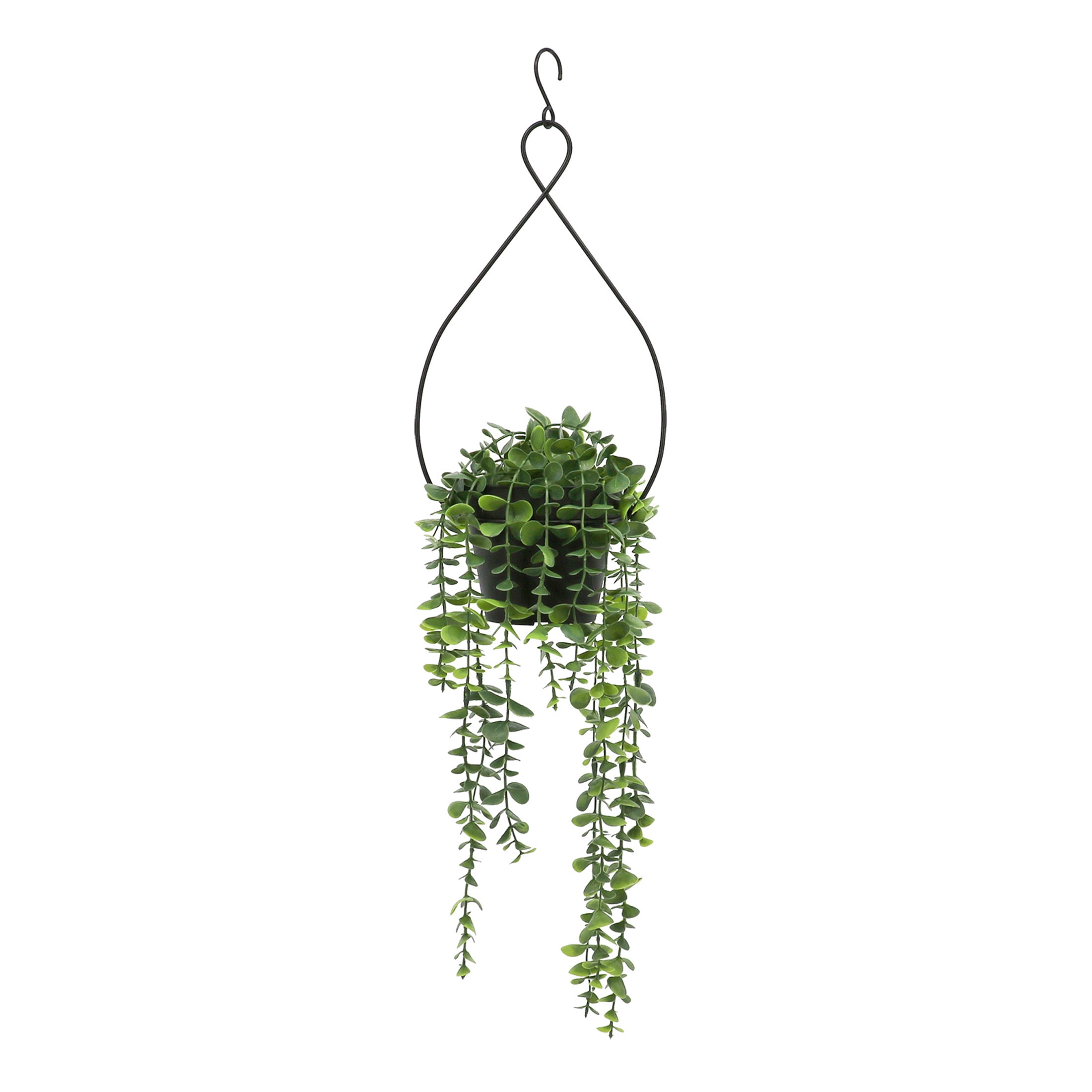 2.25ft Potted Faux Eucalyptus Hanging Plant with Black Metal Frame
