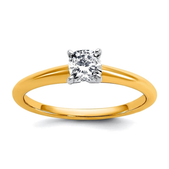 2.25mm 14k Solid Gold Two-tone 1/2 Ct Large Diamond SI+ G+ Cushion ...