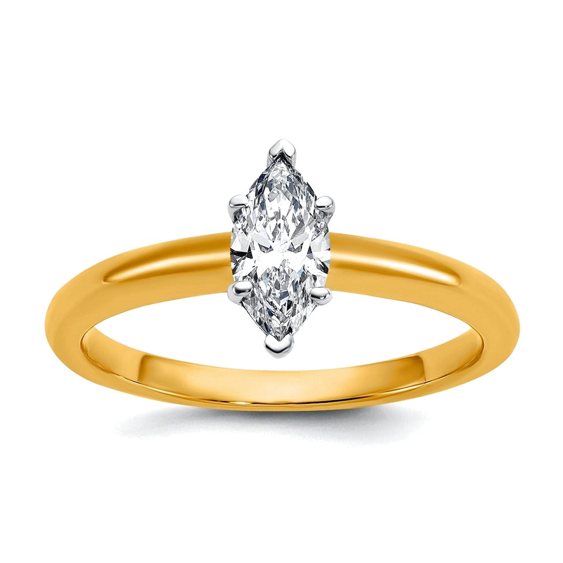 2.25mm 14k Solid Gold Two-tone 1/2ct Large Diamond SI+ G+ Marquise ...
