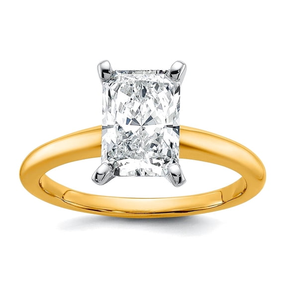 2.25mm 14k Solid Gold Two-tone 2 Ct Lab Grown Diamond SI+ G+ Radiant ...