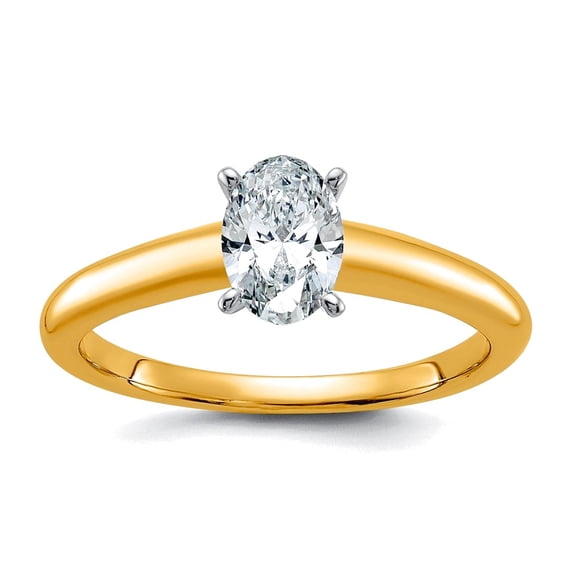 2.25mm 14k Solid Gold Two-tone 3/4 Ct Lab Grown Diamond SI+ G+ Oval ...