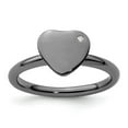 thumbnail image 1 of 2.25mm 925 Sterling Silver Bezel Polished Ruthenium plating Stackable Ruthenium Plated Love Heart Diamond Ring Size 8 -, 1 of 2