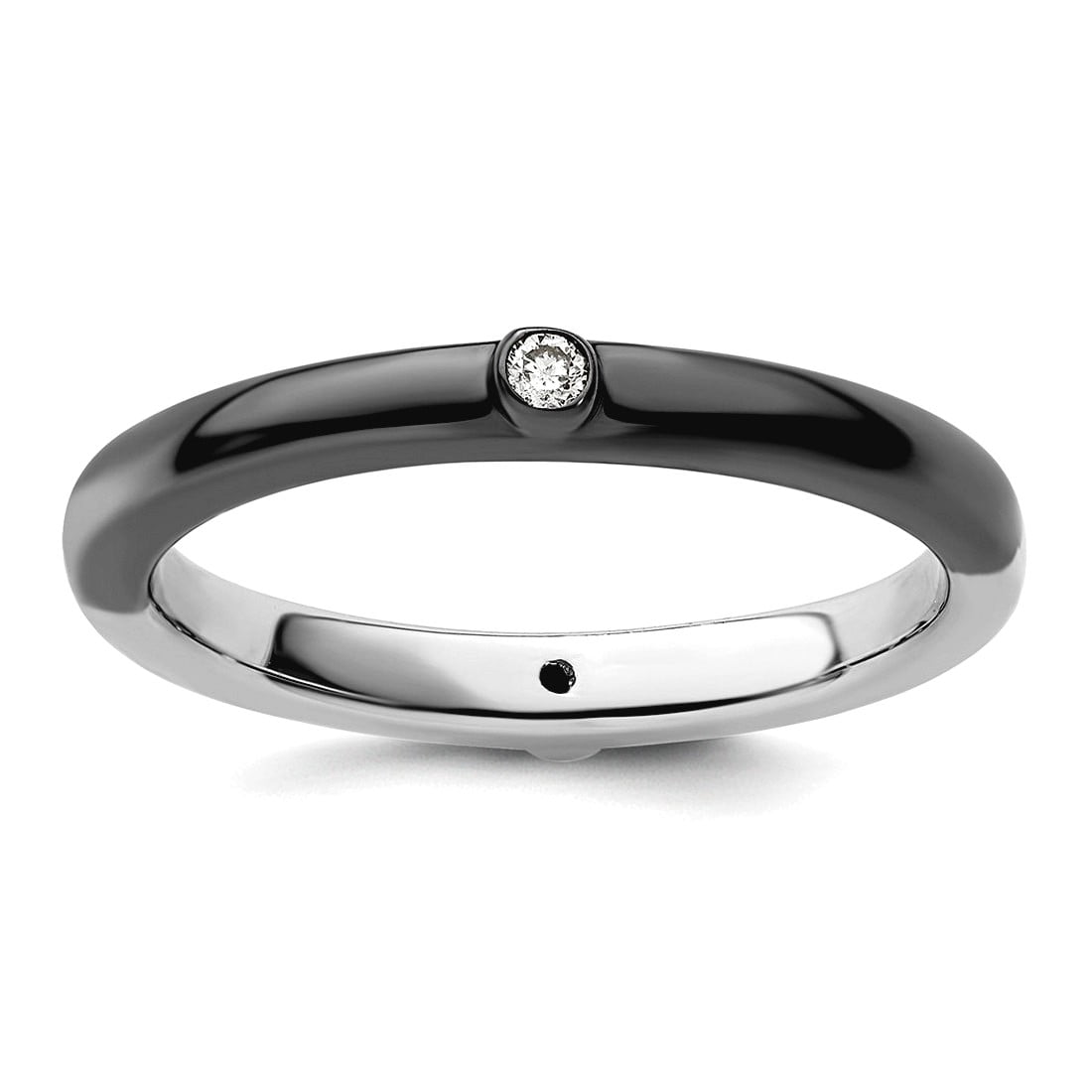 2.25mm 925 Sterling Silver Bezel Reversible Ruthenium plating Stackable ...