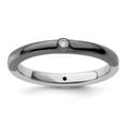 thumbnail image 1 of 2.25mm 925 Sterling Silver Bezel Reversible Ruthenium plating Stackable Polished Half White Black Diamond Ring Size 10 -, 1 of 2