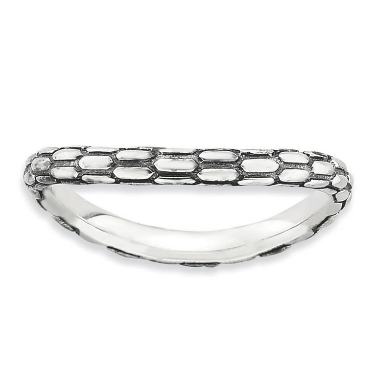 Sterling Silver Stackable Expressions Antiqued Patterned Ring Sterling Silver Stackable Expressions Antiqued Patterned Ring