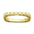 thumbnail image 1 of 2.25mm 925 Sterling Silver Patterned Stackable Polished Gold PlatedSquare Ring Size 9 Stackable Ring for Women, 1 of 2