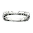 thumbnail image 1 of 2.25mm 925 Sterling Silver Patterned Stackable Polished Rhodium Plate Square Ring Size 7 Stackable Ring for Women, 1 of 2