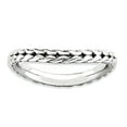 thumbnail image 1 of 2.25mm 925 Sterling Silver Patterned Stackable Polished Rhodium Plate Wave Ring Size 5 Stackable Ring for Women, 1 of 2