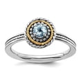 thumbnail image 1 of 2.25mm 925 Sterling Silver Polished Prong set Stackable and 14k 925 Sterling Silver Stackable Aquamarine Ring Size 7 Sta, 1 of 2