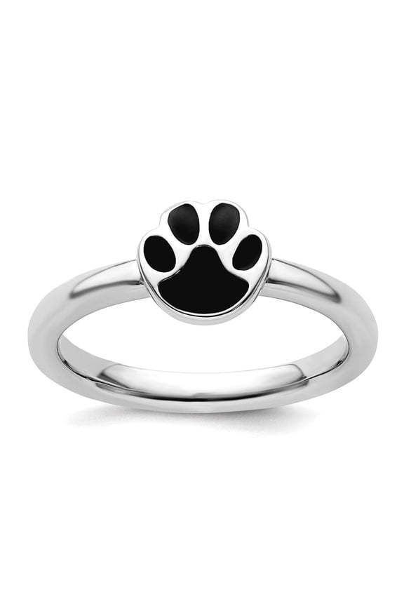 2.25mm 925 Sterling Silver Polished Stackable Black Enamel Ring Size 10 Stackable Ring for Women
