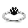 thumbnail image 1 of 2.25mm 925 Sterling Silver Polished Stackable Black Enamel Ring Size 7 Stackable Ring for Women, 1 of 2