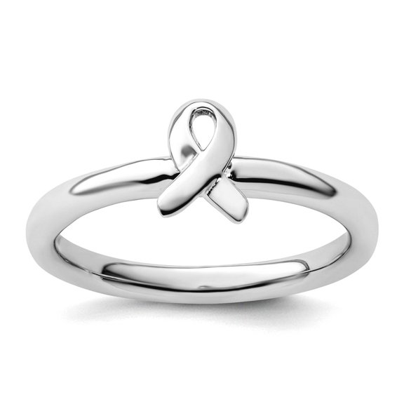 2.25mm 925 Sterling Silver Polished Stackable Awareness Ribbon Ring Size 10 Stackable Ring for Women