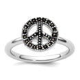 thumbnail image 1 of 2.25mm 925 Sterling Silver Polished Stackable Marcasite Peace Sign Ring Size 9 Stackable Ring for Women, 1 of 2