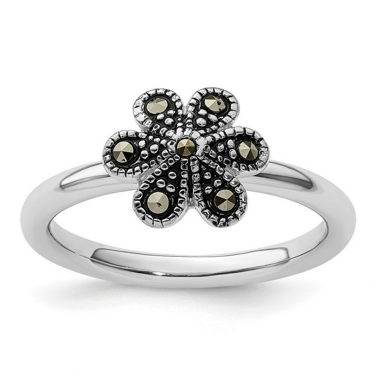Sterling Silver Stackable Expressions Marcasite Band Sterling Silver Stackable Expressions Marcasite Band