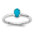 thumbnail image 1 of 2.25mm 925 Sterling Silver Prong set Stackable Simulated Turquoise Polished Ring Size 10 Stackable Ring for Women, 1 of 2