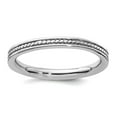 thumbnail image 1 of 2.25mm 925 Sterling Silver Stackable Rhodium Channeled Ring Size 6 Stackable Ring for Women, 1 of 2