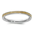 thumbnail image 1 of 2.25mm 925 Sterling Silver Stackable Gold Plated Channeled Ring Size 10 Stackable Ring for Women, 1 of 2
