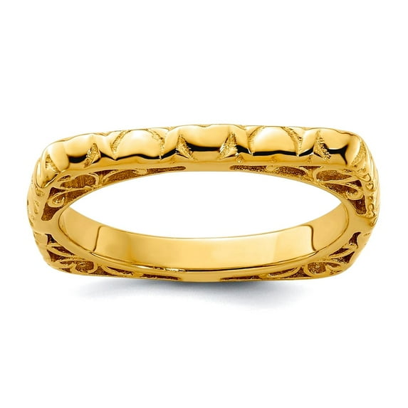 2.25mm 925 Sterling Silver Stackable Polished Gold PlatedSquare Ring Size 5 Stackable Ring for Women