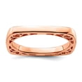 thumbnail image 1 of 2.25mm 925 Sterling Silver Stackable Polished Pink Plate Square Ring Size 7 Stackable Ring for Women, 1 of 2