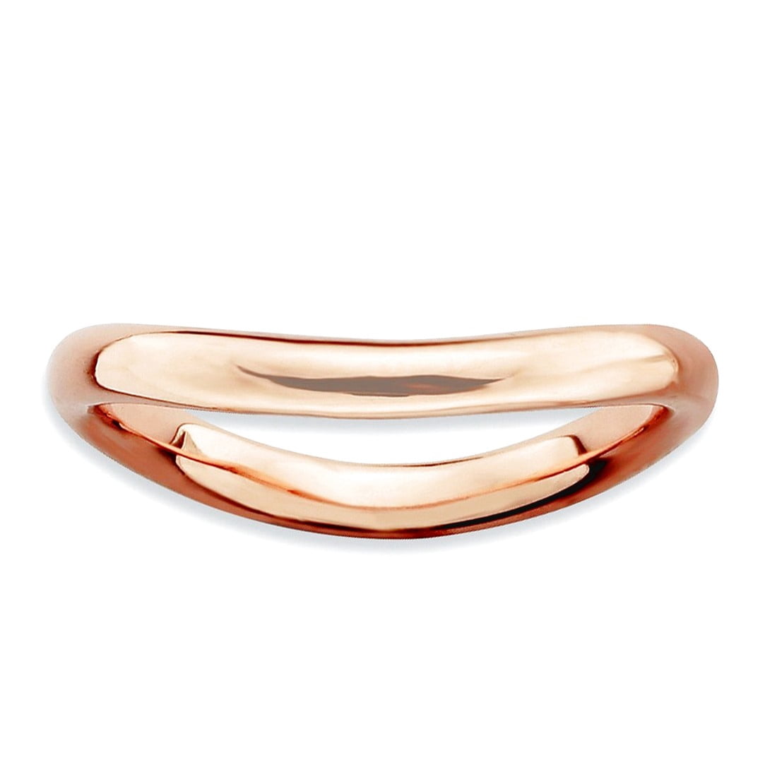2.25mm 925 Sterling Silver Stackable Polished Pink Plate Wave Ring Size 6 Stackable Ring for Women