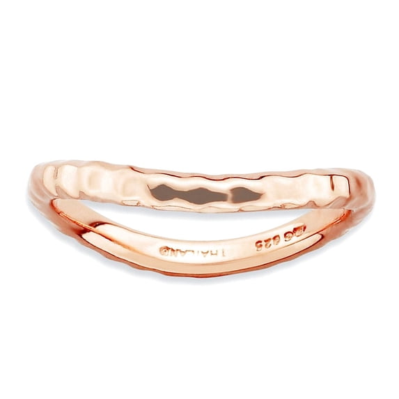 2.25mm 925 Sterling Silver Stackable Polished Pink Plate Wave Ring Size 7 Stackable Ring for Women