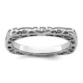 thumbnail image 1 of 2.25mm 925 Sterling Silver Stackable Polished Rhodium Plate Square Ring Size 8 Stackable Ring for Women, 1 of 2
