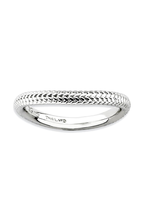 2.25mm 925 Sterling Silver Stackable Polished Rhodium Plate Wave Ring Size 5 Stackable Ring for Women