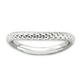 thumbnail image 1 of 2.25mm 925 Sterling Silver Textured Patterned Stackable Polished Rhodium Plate Wave Ring Size 7 Stackable Ring for Women, 1 of 2