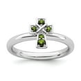 thumbnail image 1 of 2.25mm Sterling Silver Stackable Expressions Rhodium Peridot Cross Ring - .11 cwt - Size 10, 1 of 4