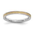 thumbnail image 1 of 2.25mm Sterling Silver Stackable Gold-Flashed Channeled Ring - 2.5 Grams - Size 10, 1 of 2