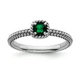 thumbnail image 1 of 2.25mm Sterling Silver Stackable Polished Created Emerald Ring - Size 7, 1 of 2
