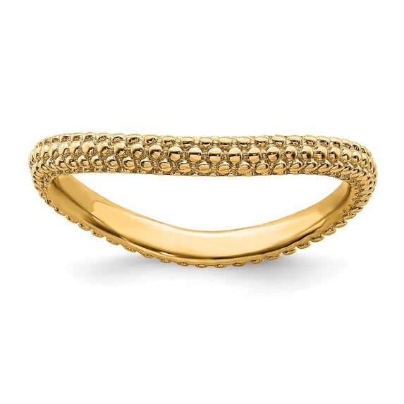 2.25mm Sterling Silver Stackable Polished Gold-FlashedWave Ring - 2.0 Grams - Size 8