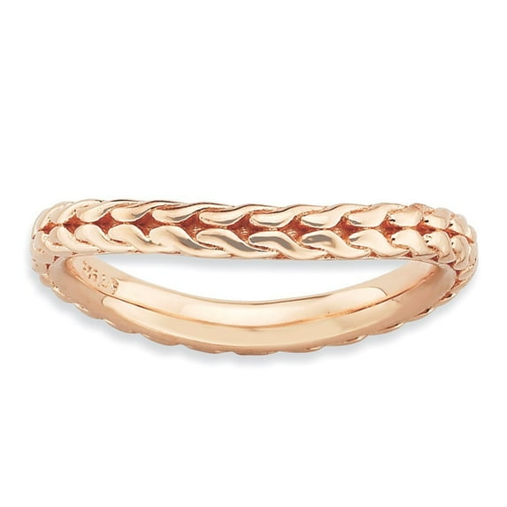 2.25mm Sterling Silver Stackable Polished Pink-plated Wave Ring - 2.9 Grams - Size 7