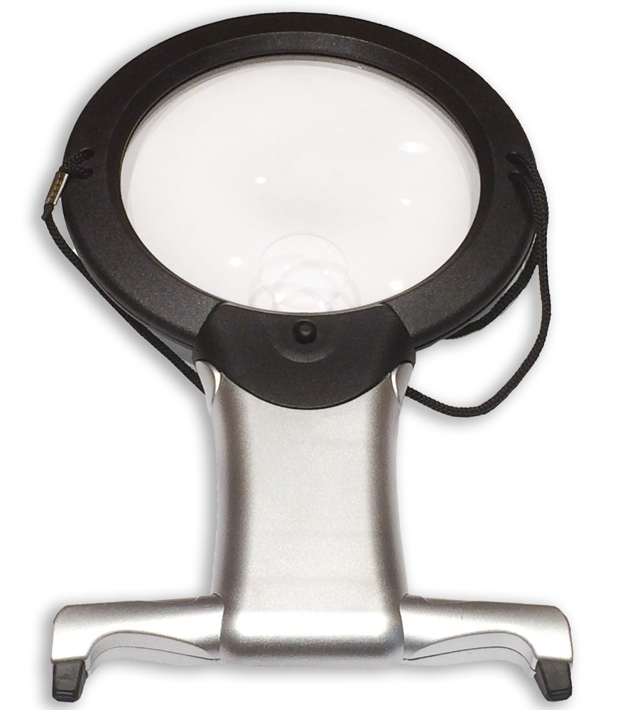 2.25x/5x Hands Free Lighted Dual Use Neck-held Round Magnifier 