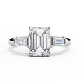 thumbnail image 1 of 2.27 CT Emerald Cut Lab Created Diamond, Solitaire Wedding Ring, 3 Stone Engagement Ring, Side Baguette Diamond Wedding Anniversary Ring, 1 of 4