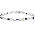 thumbnail image 1 of 2.27 Carat (ctw) 14K White Gold Real Oval Cut Blue Sapphire & Round Cut White Diamond Ladies Infinity Link Tennis Bracel, 1 of 1